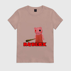 Футболка хлопковая женская ROBLOX: PIGGI, цвет: пыльно-розовый