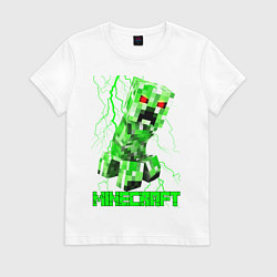 Футболка хлопковая женская MINECRAFT CREEPER, цвет: белый