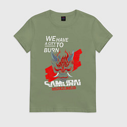 Футболка хлопковая женская WELCOME TO NIGHT CITY, цвет: авокадо