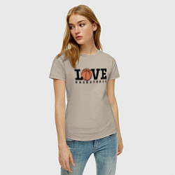 Футболка хлопковая женская Love Basketball, цвет: миндальный — фото 2