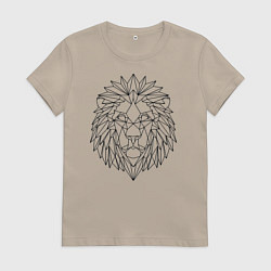 Футболка хлопковая женская Геометрический Лев, цвет: миндальный