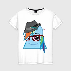 Футболка хлопковая женская Rainbow Dash hipster, цвет: белый