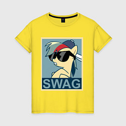 Футболка хлопковая женская Rainbow Dash swag, цвет: желтый