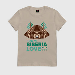 Футболка хлопковая женская Из Сибири с любовью, цвет: миндальный