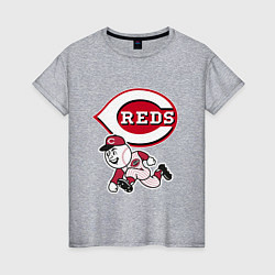 Футболка хлопковая женская Cincinnati reds - baseball team - talisman, цвет: меланж