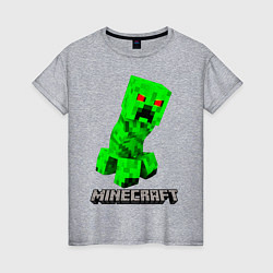 Футболка хлопковая женская MINECRAFT CREEPER, цвет: меланж