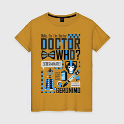 Футболка хлопковая женская Hello, i'm the Doctor, цвет: горчичный