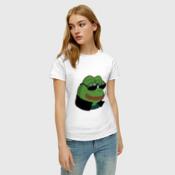 Футболка хлопковая женская Pepe в очках EZ, цвет: белый — фото 2