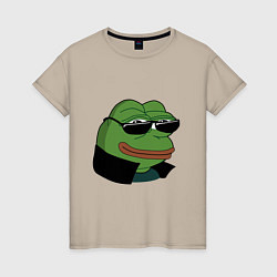 Футболка хлопковая женская Pepe в очках EZ, цвет: миндальный