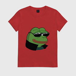 Футболка хлопковая женская Pepe в очках EZ, цвет: красный