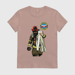 Футболка хлопковая женская Спасатель МЧС, цвет: пыльно-розовый