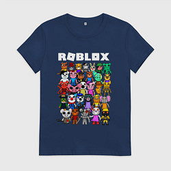 Футболка хлопковая женская ROBLOX PIGGY, цвет: тёмно-синий