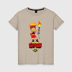 Футболка хлопковая женская Brawl StarsAmber, цвет: миндальный