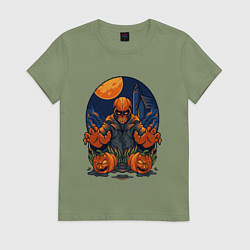 Футболка хлопковая женская Halloween, цвет: авокадо