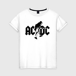 Футболка хлопковая женская ACDC, цвет: белый