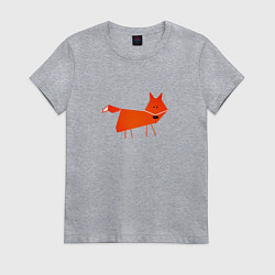 Футболка хлопковая женская Рыжая лисичка, цвет: меланж