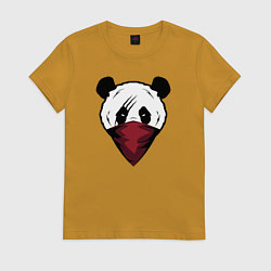 Футболка хлопковая женская Панда со шрамом, цвет: горчичный