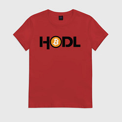 Футболка хлопковая женская HODL Bitcoin, цвет: красный