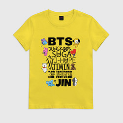 Футболка хлопковая женская BTS BT21, цвет: желтый