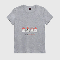 Футболка хлопковая женская Новогодние коты, цвет: меланж