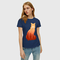 Футболка хлопковая женская Лиса, цвет: тёмно-синий — фото 2