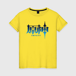 Футболка хлопковая женская Genshin Impact, цвет: желтый