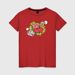 Футболка хлопковая женская Tom and Jerry, цвет: красный