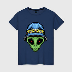 Футболка хлопковая женская Alien in panama, цвет: тёмно-синий