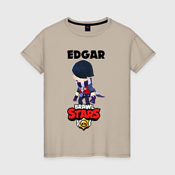 Футболка хлопковая женская BRAWL STARS EDGAR, цвет: миндальный