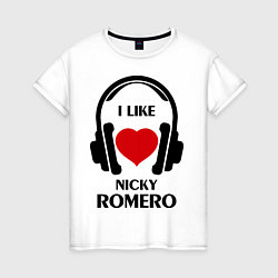 Футболка хлопковая женская I like Nicky Romero, цвет: белый