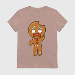 Футболка хлопковая женская Рождественский Пряник, цвет: пыльно-розовый