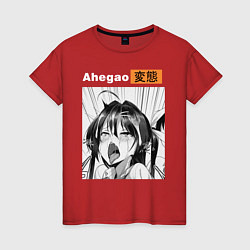 Футболка хлопковая женская Ahegao, цвет: красный