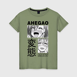 Футболка хлопковая женская Ahegao, цвет: авокадо