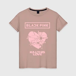 Футболка хлопковая женская BLACKPINK, цвет: пыльно-розовый