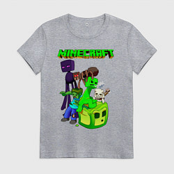 Футболка хлопковая женская Minecraft, цвет: меланж