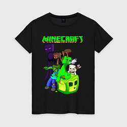 Футболка хлопковая женская Minecraft, цвет: черный
