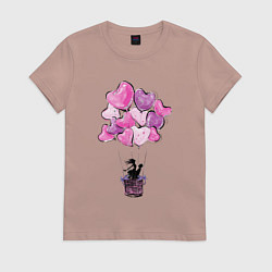 Футболка хлопковая женская Любовь, цвет: пыльно-розовый