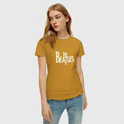 Футболка хлопковая женская The Beatles, цвет: горчичный — фото 2