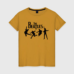 Футболка хлопковая женская The Beatles, цвет: горчичный