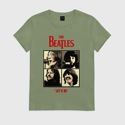 Футболка хлопковая женская The Beatles LET IT BE, цвет: авокадо