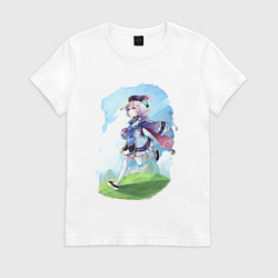 Футболка хлопковая женская Гуляющая Ци Ци, цвет: белый