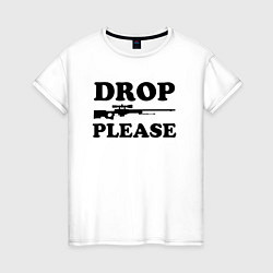 Футболка хлопковая женская Drop Please, цвет: белый