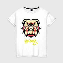 Футболка хлопковая женская Bulldog SWAG, цвет: белый