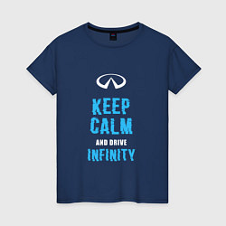 Футболка хлопковая женская Keep Calm Infinity, цвет: тёмно-синий