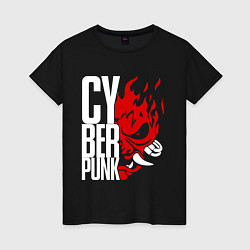 Футболка хлопковая женская Cyberpunk 2077 Белый панк, цвет: черный
