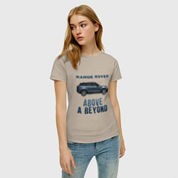 Футболка хлопковая женская Range Rover Above a Beyond, цвет: миндальный — фото 2