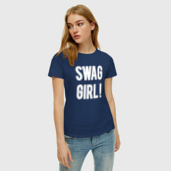 Футболка хлопковая женская Swag Girl!, цвет: тёмно-синий — фото 2