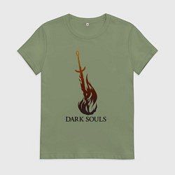 Футболка хлопковая женская Dark Souls - Bonfire, цвет: авокадо