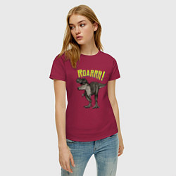 Футболка хлопковая женская Динозавр T-rex, цвет: маджента — фото 2