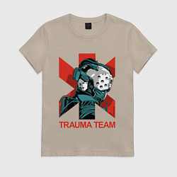 Футболка хлопковая женская TRAUMA TEAM Cyberpunk 2077, цвет: миндальный